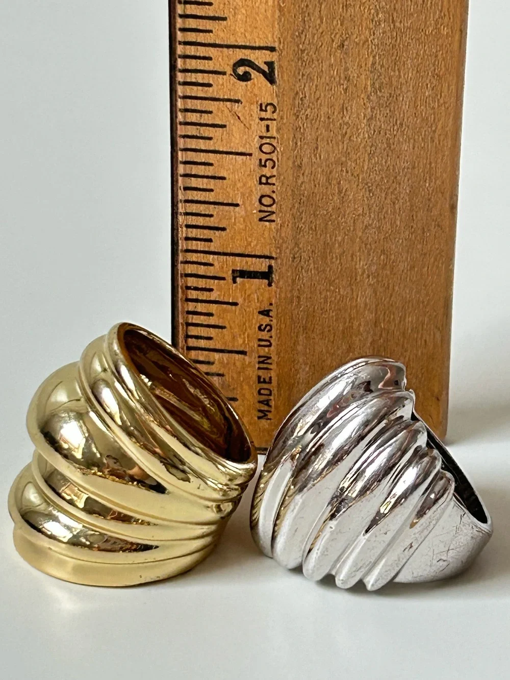 Gold & Silver Costume 2pc Ring Set